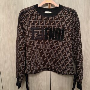 Fendi Brown and Black Logo Sweater